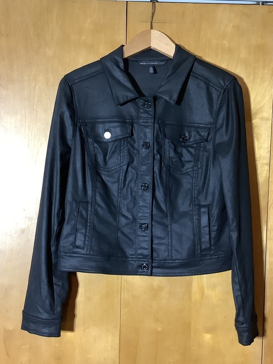 White House Black Market Jackets & Blazers - White House Black Market black waxed denim jacket, size 12